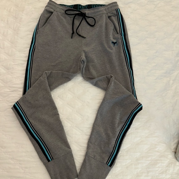 Pink Victoria’s Secret sweatpants joggers turquoise/black on /grey size XS - Picture 1 of 11
